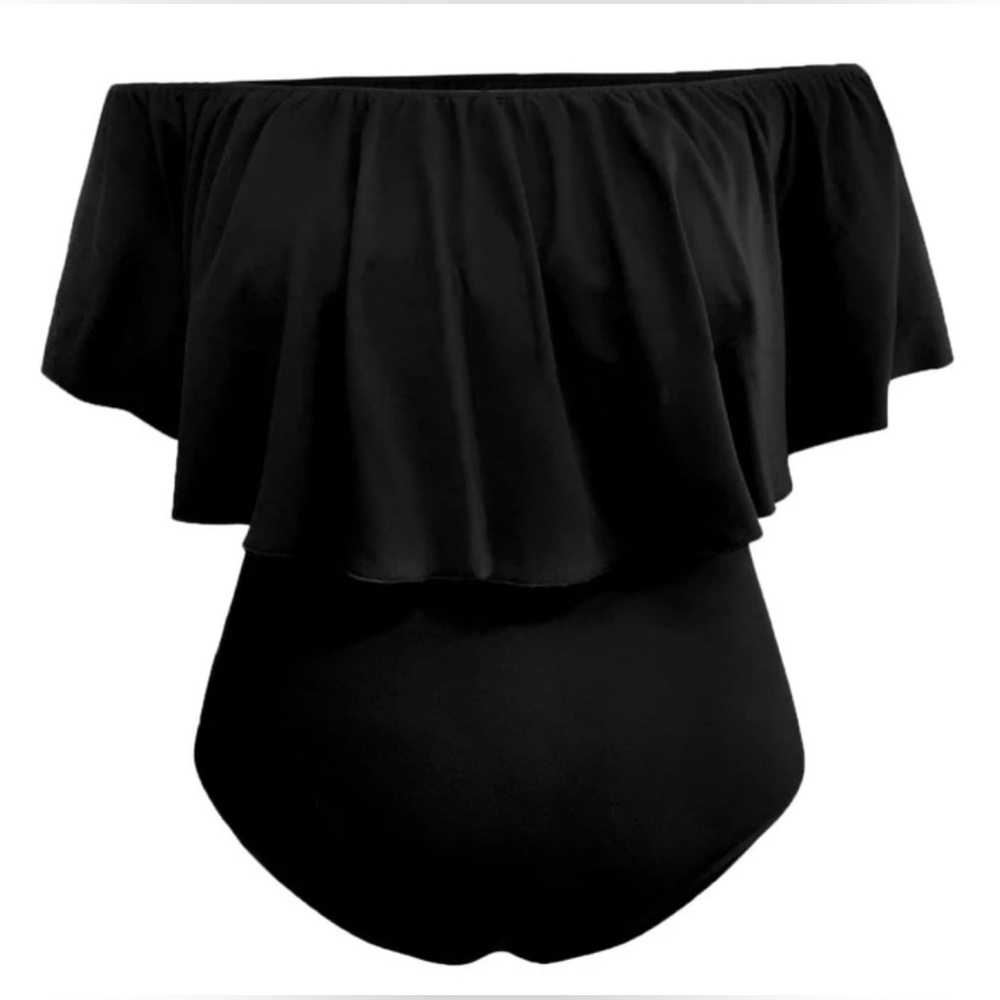 NEW 0 XL SHEIN Unity Plus Off The Shoulder Ruffle Trim Bodysuit
